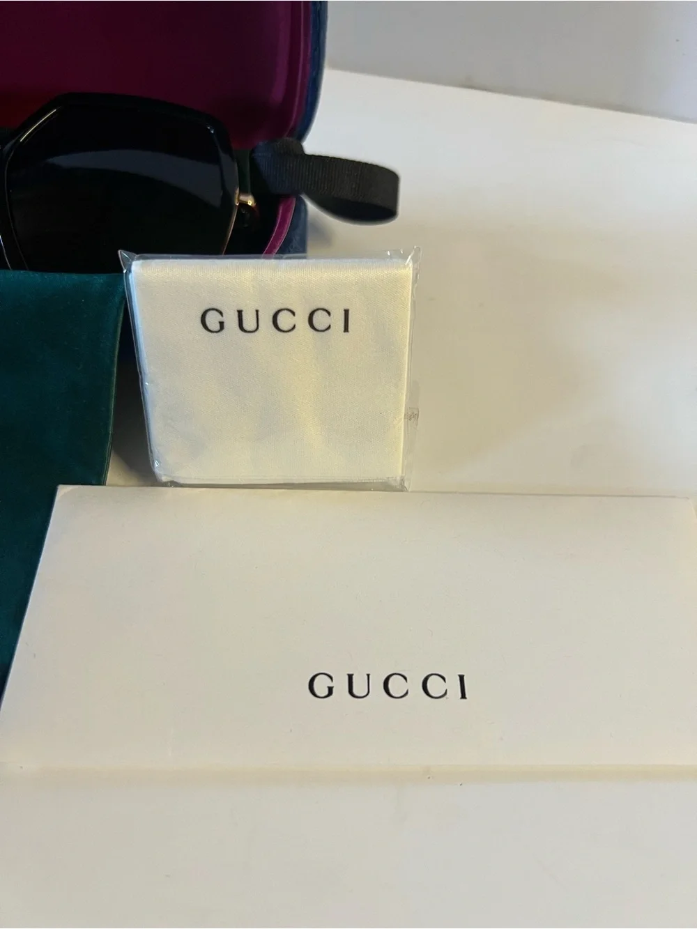 Gucci Black Oversized Geometric Sunglasses with Gold Trim
